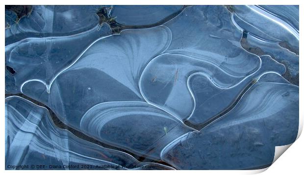 Ice Puddle Blues Print by DEE- Diana Cosford
