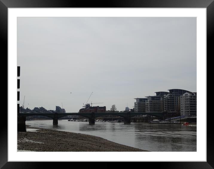 River Thames at Low Tide Framed Mounted Print by John Bridge