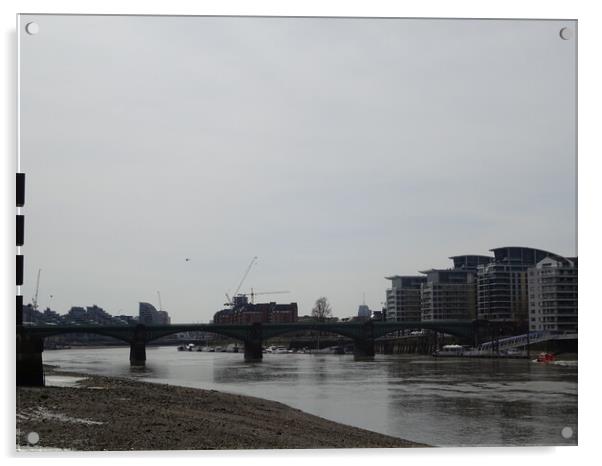 River Thames at Low Tide Acrylic by John Bridge