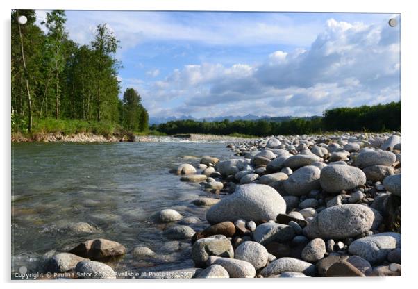 Bialka mountain river. Poland Acrylic by Paulina Sator