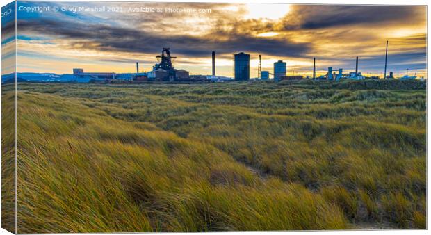 Redcar Steelworks at dusk Canvas Print by Greg Marshall