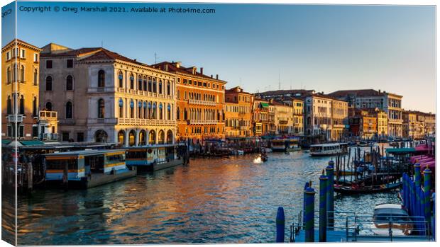 Grand Canal in Venice at dusk  Canvas Print by Greg Marshall