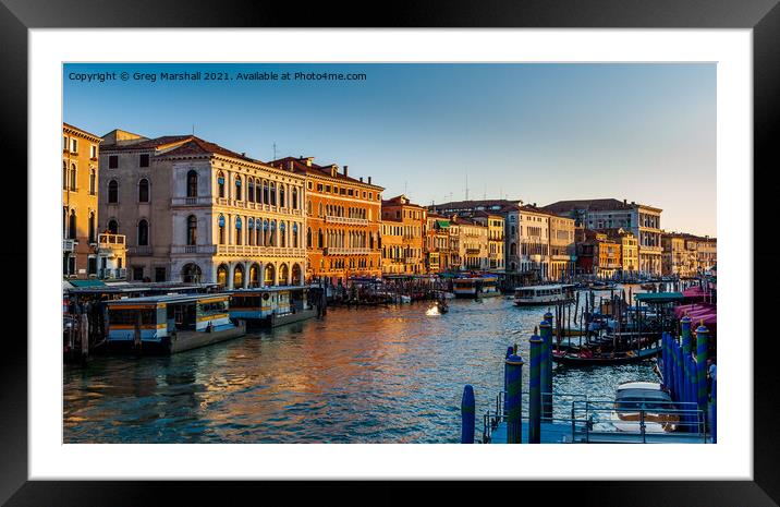 Grand Canal in Venice at dusk  Framed Mounted Print by Greg Marshall