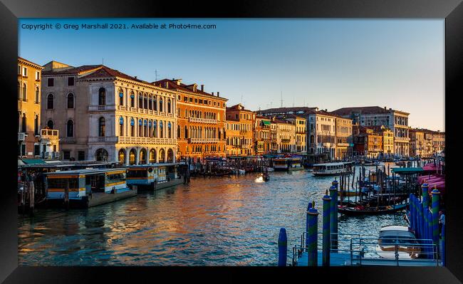 Grand Canal in Venice at dusk  Framed Print by Greg Marshall
