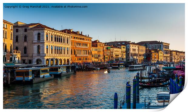 Grand Canal in Venice at dusk  Print by Greg Marshall