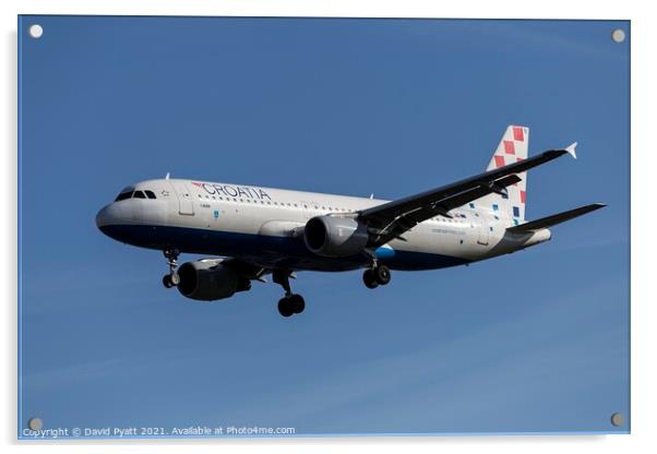 Croatia Airlines Airbus A320-214 Acrylic by David Pyatt