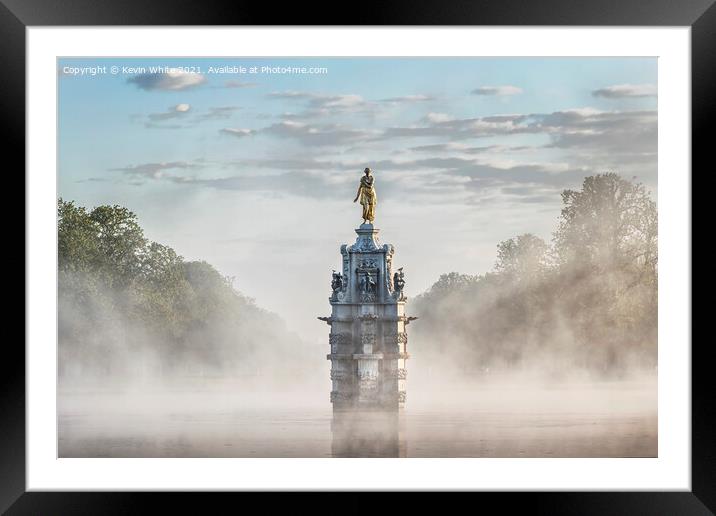 Misty Diana fountain Framed Mounted Print by Kevin White