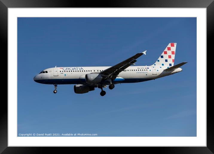 Croatia Airlines Airbus A320 Framed Mounted Print by David Pyatt