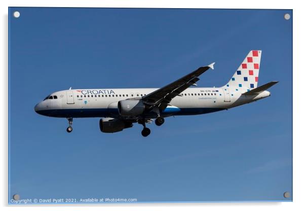 Croatia Airlines Airbus A320 Acrylic by David Pyatt