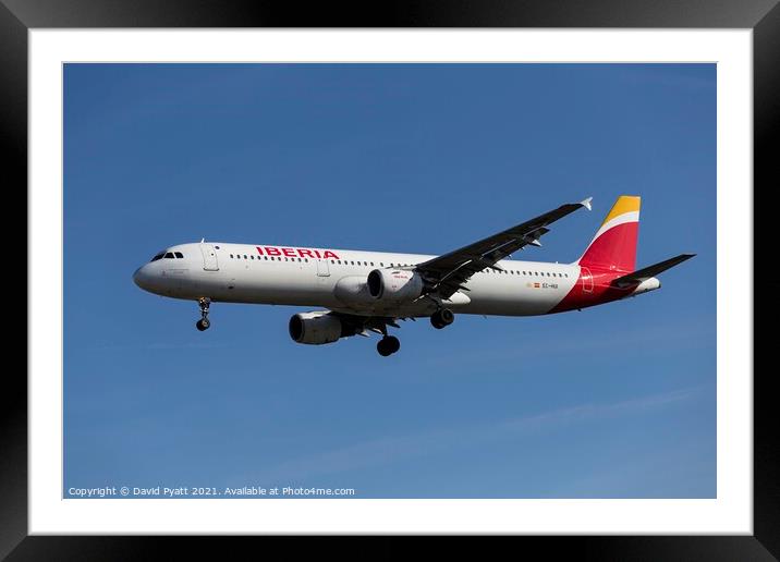 Iberia Airlines Airbus A321-212                        Framed Mounted Print by David Pyatt