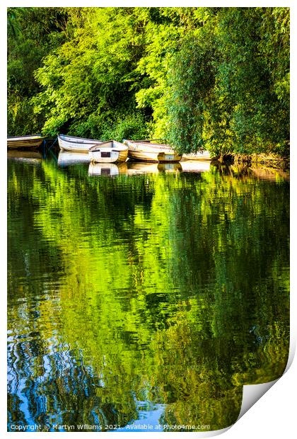 Rowing Boats On A Lake Print by Martyn Williams