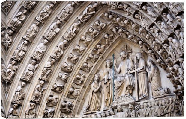 Notre Dame de Paris, the portal of last judgement Canvas Print by Delphimages Art