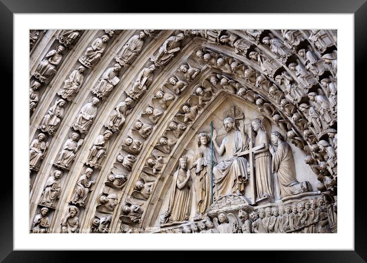 Notre Dame de Paris, the portal of last judgement Framed Mounted Print by Delphimages Art