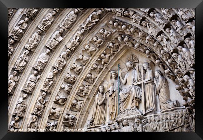 Notre Dame de Paris, the portal of last judgement Framed Print by Delphimages Art