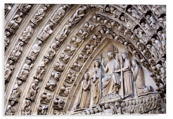 Notre Dame de Paris, the portal of last judgement Acrylic by Delphimages Art