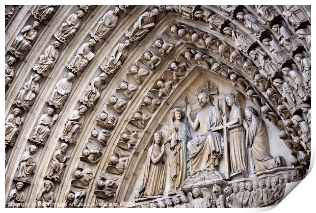 Notre Dame de Paris, the portal of last judgement Print by Delphimages Art