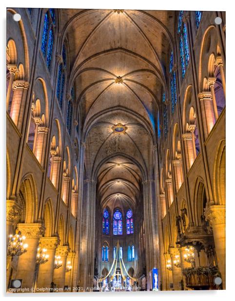 Interior of Notre Dame de Paris, France Acrylic by Delphimages Art