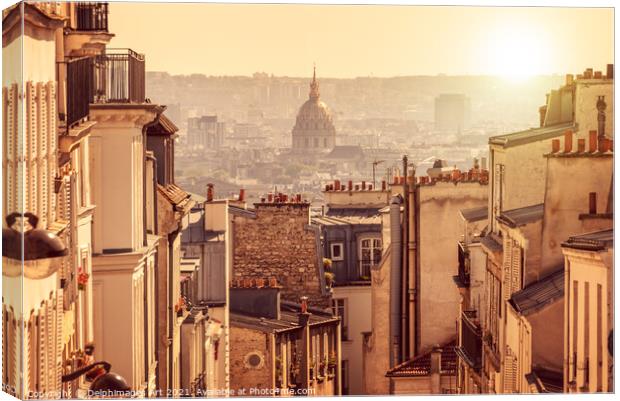 Paris view from Montmartre, landscape panorama Canvas Print by Delphimages Art
