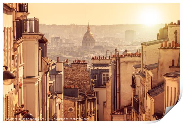 Paris view from Montmartre, landscape panorama Print by Delphimages Art
