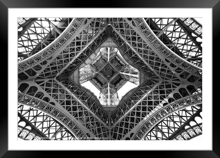 Eiffel tower abstract view from below Paris Framed Mounted Print by Delphimages Art