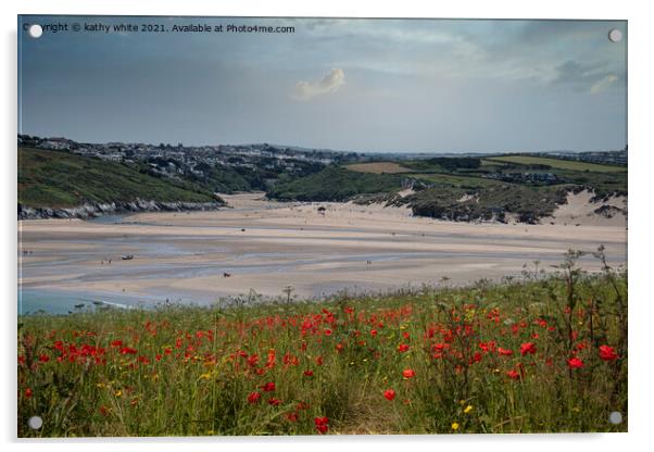 West Pentire, Crantock Beach Cornwall  Acrylic by kathy white