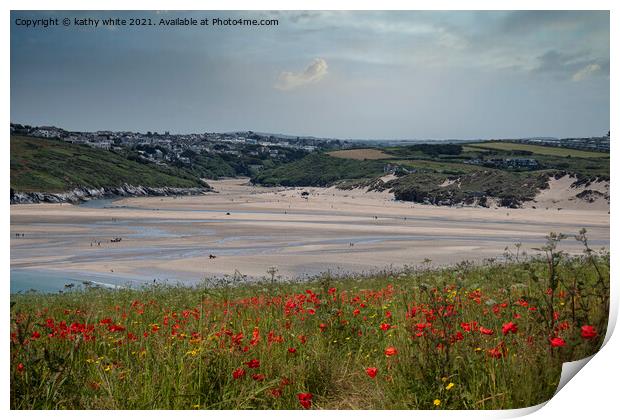 West Pentire, Crantock Beach Cornwall  Print by kathy white