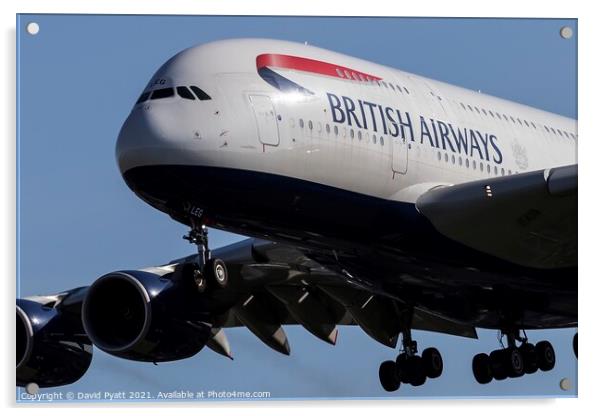 British Airways Airbus A380-841        Acrylic by David Pyatt