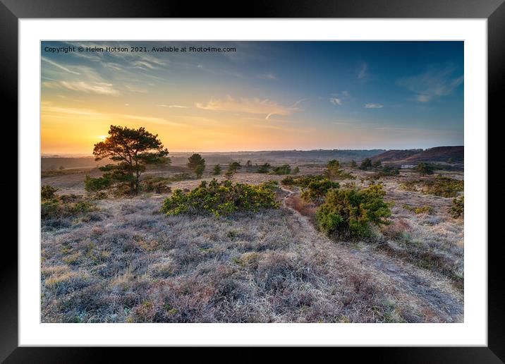 Sunset over the heath at WInfrith Framed Mounted Print by Helen Hotson