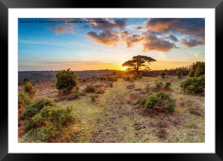 Stunning sunset over Bratley View in the New Forest Framed Mounted Print by Helen Hotson