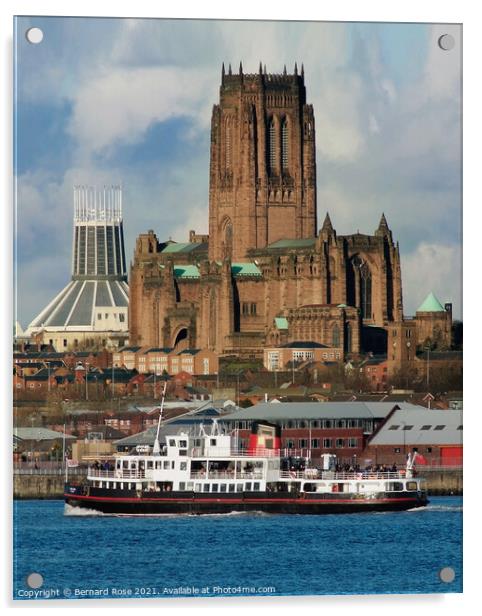 Liverpool Catherdrals and Mersey Ferry Acrylic by Bernard Rose Photography