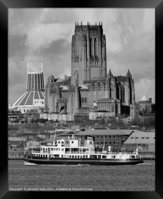 Liverpool Catherdrals and Mersey Ferry Framed Print by Bernard Rose Photography