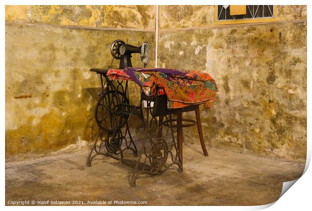 Old sewing machine in vintage room  Print by Hanif Setiawan