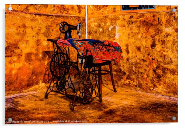 Old sewing machine in vintage room  Acrylic by Hanif Setiawan