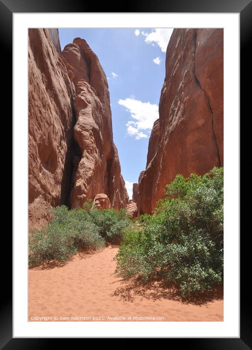 Narrow Canyon path, Arches National Park Framed Mounted Print by Sam Robinson