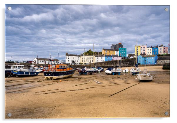 Tenby Harbour, Pembrokeshire, Wales. Acrylic by Colin Allen