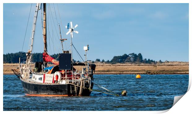 Sailing boat for sale in Wells-Next-The-Sea, Norfolk Print by Chris Yaxley