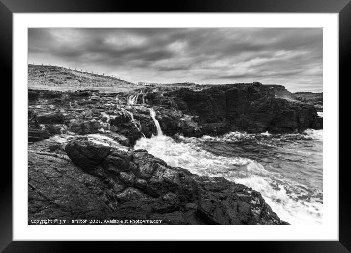 Dunseverick Waterfall Framed Mounted Print by jim Hamilton