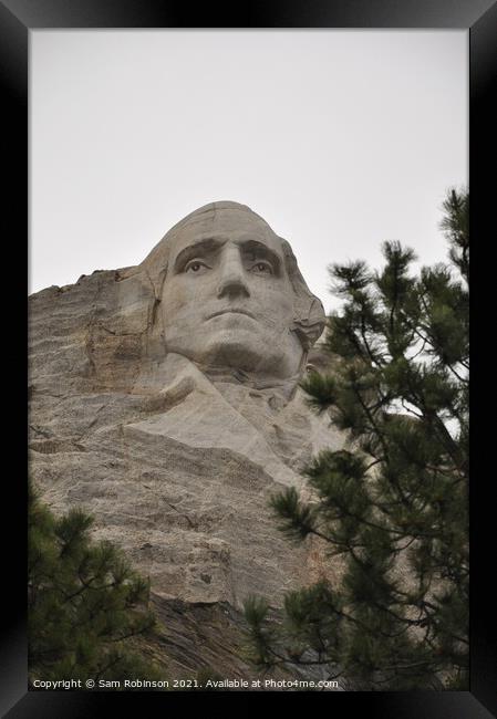 George Washington, Mount Rushmore Framed Print by Sam Robinson