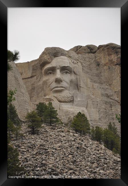 Abraham Lincoln, Mount Rushmore National Memorial Framed Print by Sam Robinson