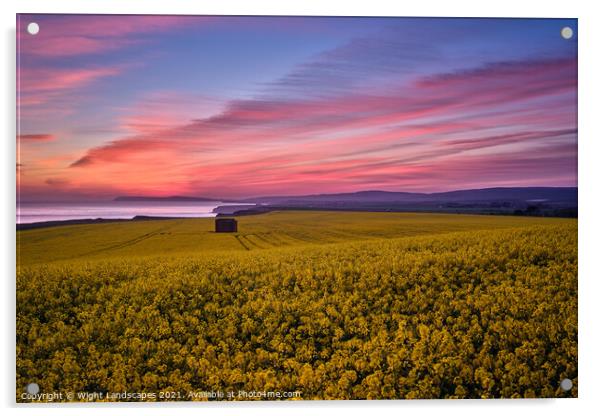 Sunset Afterglow At Chale Isle Of Wight Acrylic by Wight Landscapes