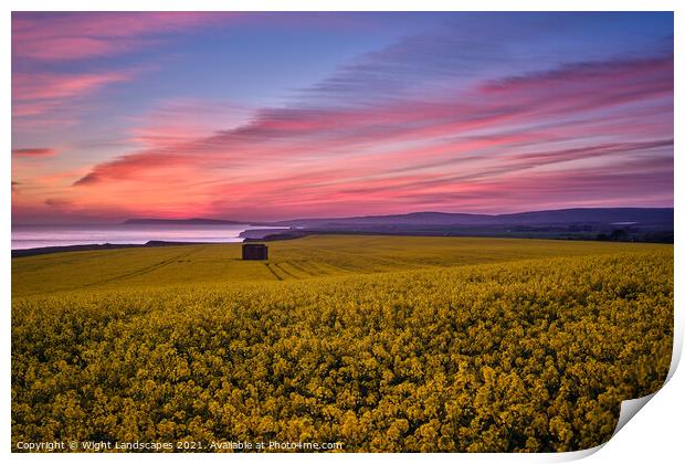 Sunset Afterglow At Chale Isle Of Wight Print by Wight Landscapes