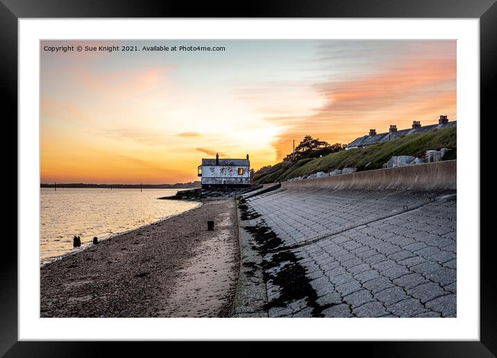The Boathouse At Lepe and a glorious sky Framed Mounted Print by Sue Knight