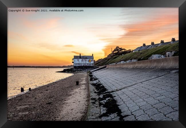 The Boathouse At Lepe and a glorious sky Framed Print by Sue Knight