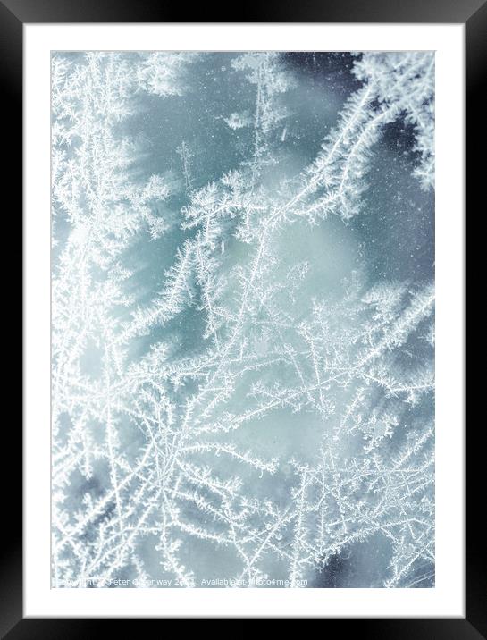 Frost Fractal Patterns On A Pane Of Glass Framed Mounted Print by Peter Greenway