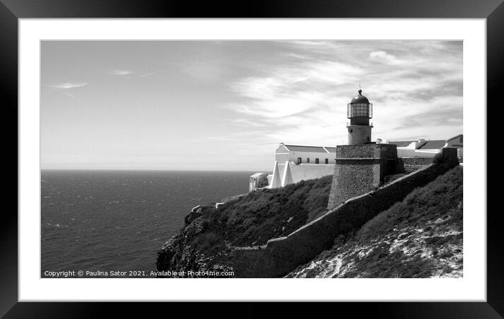 Lighthouse at the Cape St. Vincent. Algarve Framed Mounted Print by Paulina Sator