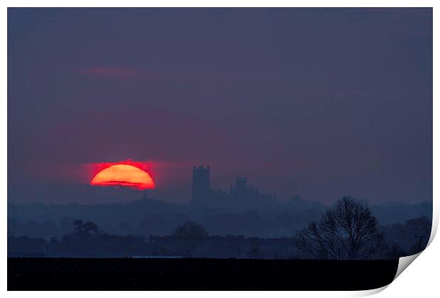 Sunrise behind Ely Cathedral, 28th April 2021 Print by Andrew Sharpe