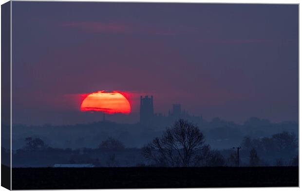 Sunrise behind Ely Cathedral, 28th April 2021 Canvas Print by Andrew Sharpe