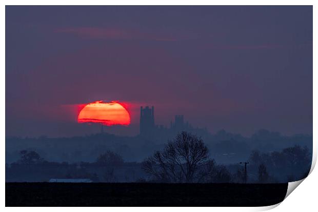 Sunrise behind Ely Cathedral, 28th April 2021 Print by Andrew Sharpe