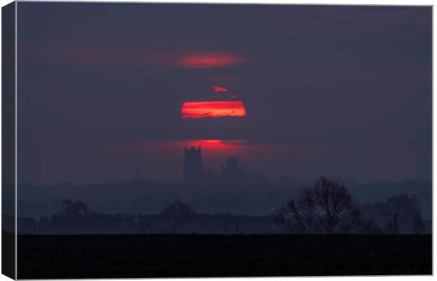 Sunrise behind Ely Cathedral, 28th April 2021 Canvas Print by Andrew Sharpe