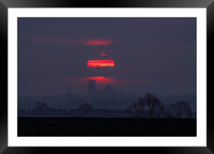 Sunrise behind Ely Cathedral, 28th April 2021 Framed Mounted Print by Andrew Sharpe